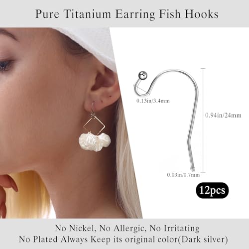 12pcs 20G Pure Titanium Earrings Hooks Ball Dot Ear Wires Hypoallergenic DIY Earrings Findings for Jewelry Making - color: 12pcs Ball dot hooks, size: 12PCS