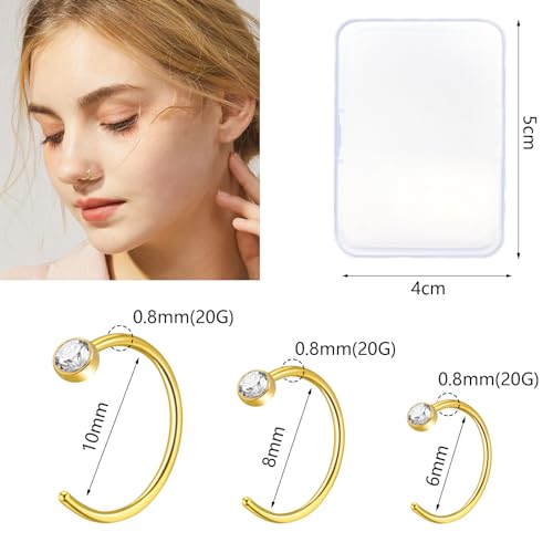 23-40 Pcs Gold Nose Rings & Studs - 18G & 20G Nose Piercing Jewelry - L Shape, Hoop & Screw Body Jewelry for Women & Men - color: Gold-G-24pcs