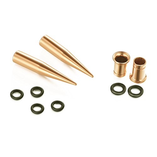 vcmart 14G-00G 36 pcs Ear Gauges Stretching Kit Tapers Plugs Eyelets Implant Grade Steel - color: Rose Gold