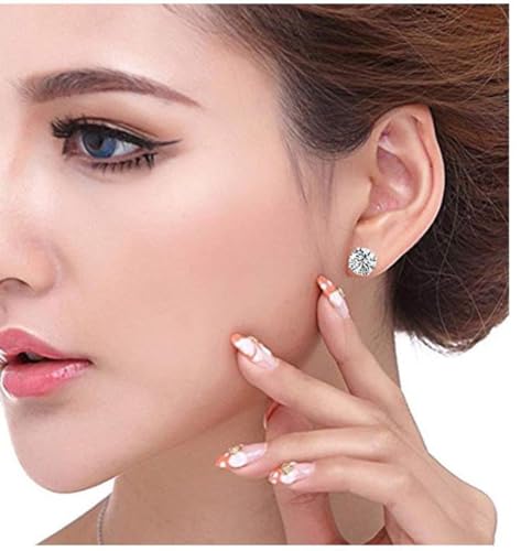 Adabele Authentic Sterling Silver Birthstone Stud Earrings 6mm 8mm Cubic Zirconia Imitation Diamond Gemstone Hypoallergenic Nickel Free Tarnish Resistant Women Fine Jewelry - color: April, size: 6mm/0.84 Carat