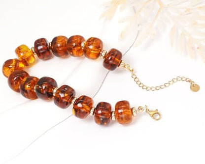 Beaded Bracelets Multicolor Acrylic Resin Beads Bracelet for Women - color: Brown