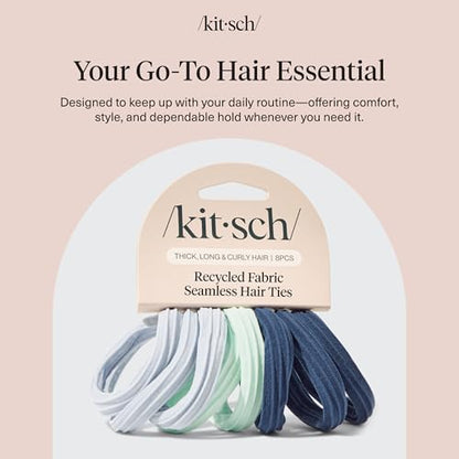 Kitsch Seamless Hair Ties No Damage - Garden Bouquet, 8pcs | Stretchable Hair Bands, Strong All-Day Hold Hair, Rubber Bands For Hair, Ponytail Holders | Hair Accessories for Everyday Use - color: Garden Bouquet (Pack of 8)