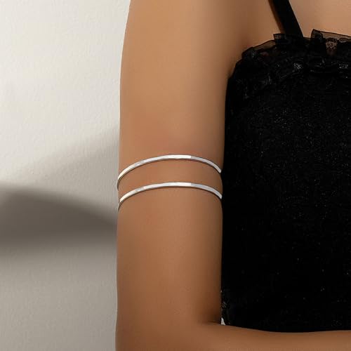 Harry and Henry Arm Cuff Gold Upper Arm Jewelry for Women Adjustable Open Cuff Bangle Bracelets Armband Jewelry Summer Outfits for Women 2026 - color: C:Silver Arm Cuff