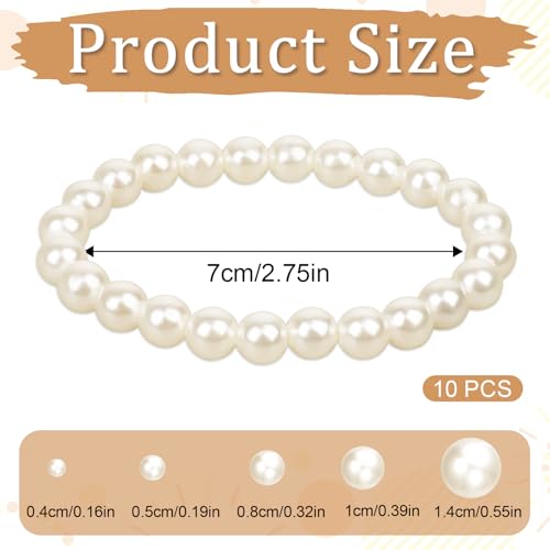 10 PCS Pearl Bracelet for Women Pearls Stretchy Bracelets Set Faux Pearl Bridal Wedding Bracelet Stackable Boho Jewelry for Women Party Wedding Gifts