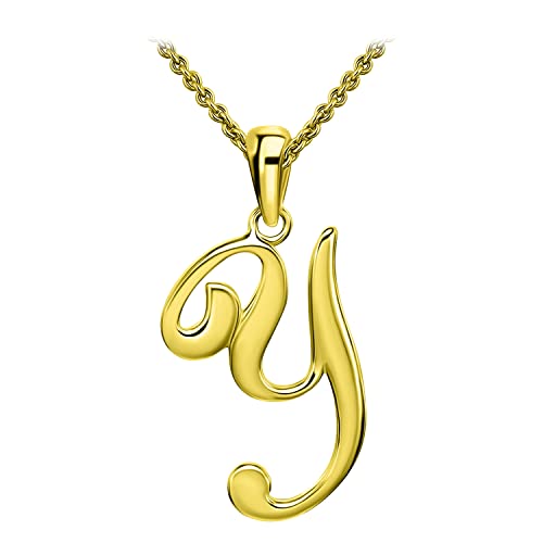 SEA OF ICE Letter Initial Necklace, Alphabet Letter Pendant Necklace, Sterling Silver, Gold, Rose Gold Necklace for Women, Elegant Initial Necklaces, Personalized Custom Women's Necklaces - color: Yellow Gold - Y