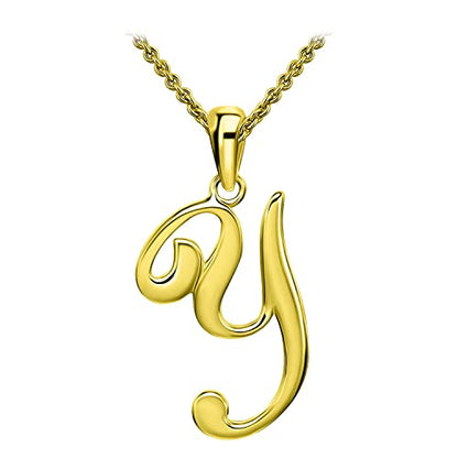 SEA OF ICE Letter Initial Necklace, Alphabet Letter Pendant Necklace, Sterling Silver, Gold, Rose Gold Necklace for Women, Elegant Initial Necklaces, Personalized Custom Women's Necklaces - color: Yellow Gold - Y