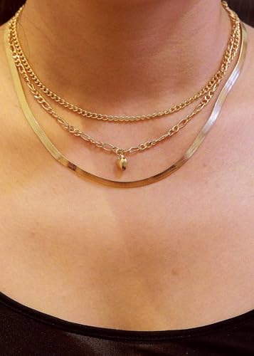 11pcs Gold Necklace Set For Women Layered Necklaces Herringbone Necklace Chunky Gold Necklace Pack
