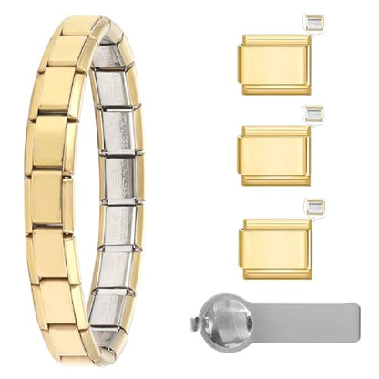 papasgix Italian Charm Bracelets, 9mm Italian Charm Bracelet Links | 9mm Stainless Steel Italian Charms, Detachable Personalized - color: Gold+Silver