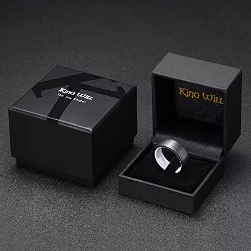 King Will Wedding Band for Men Women, 2/4/6/7/8mm Domed Matte Brushed Tungsten Carbide Rings, Solid/Dual Color Engagement Rings, Comfort Fit - color: Black&White Ceramic-8mm