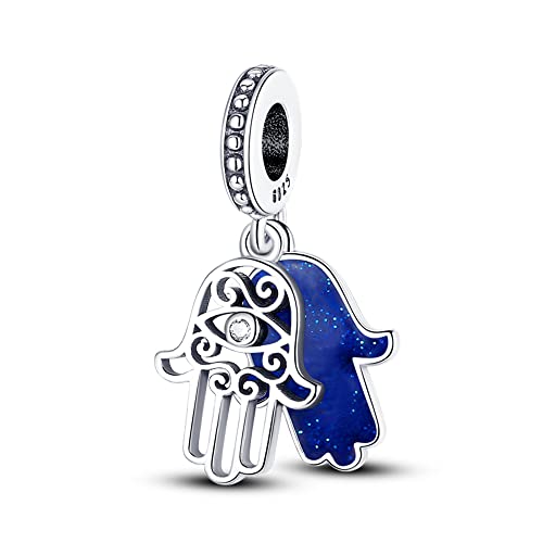 KUNSIR Charms Beads fits Pandora Charm bracelets for Woman 925 Sterling Silver Dangle Pendant Bead Jewelry Beads Gifts Happy Birthday Charms for Women Bracelet&Necklace - style: Devil's Eye Palm Charm