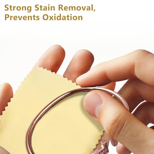 100pcs Premium Jewelry Polishing Cloth, Individually Wrapped Microfiber Cloths for Cleaning Silver, Gold, and More (Yellow, 3.15" x 3.15")