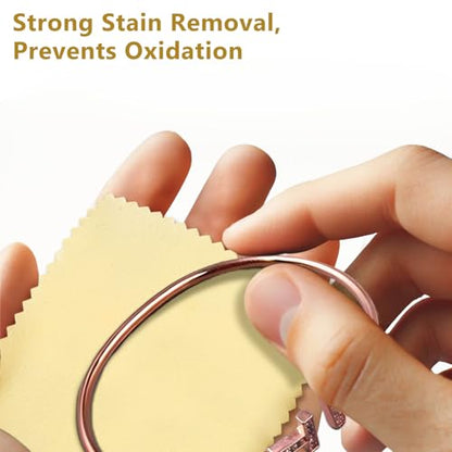 100pcs Premium Jewelry Polishing Cloth, Individually Wrapped Microfiber Cloths for Cleaning Silver, Gold, and More (Yellow, 3.15" x 3.15")