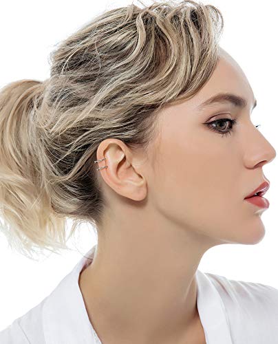 4-10 Pairs Stainless Steel Ear Cuff Helix Cartilage Clip On Wrap Earrings Fake Nose Ring Non-Piercing Adjustable - color: A0:10 Pairs, Silver