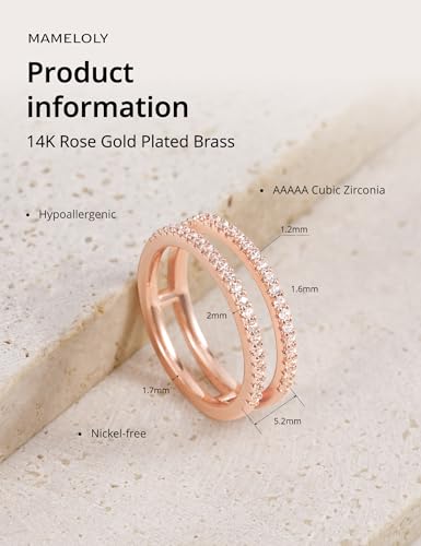 Mameloly Wedding Bands for Women Dainty CZ Cubic Zirconia Half Eternity Stackable Engagement Enhancer Guard Double Ring Size 4-12 - color: Rose Gold Plated