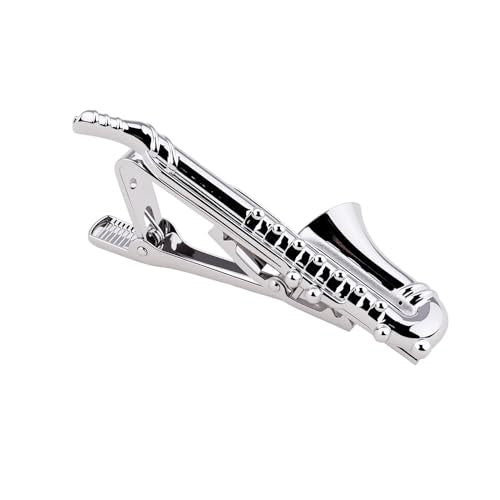 Mens Tie Clips for Husband Dad Boyfriend Birthday Christmas Gifts for Men Novetly Tie Clip for Skinny Ties Bar Clip - style: saxophone