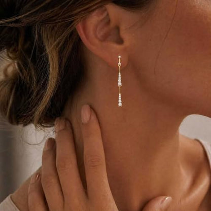 Dangle Earrings for Women, Formal Teardrop Drop Earrings Dainty Wedding Bridal Dangling Earrings 14k Gold Plated Long Gold Earrings for Women Trendy Hypoallergenic Waterproof Prom Jewelry - color: Gold-Long