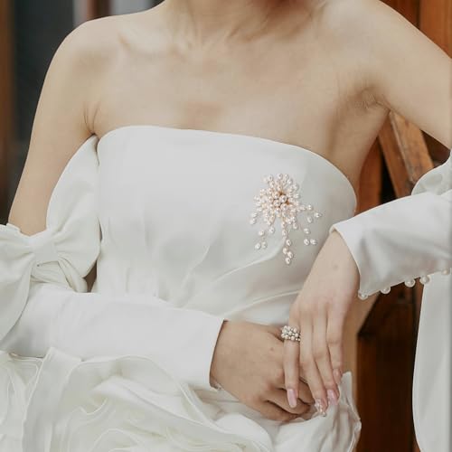 LIFKOME Pearl Brooch Pins Large Faux Pearl Sweater Clips Floral Design Women’s Fashion Jewelry Accessory for Jackets and Dresses