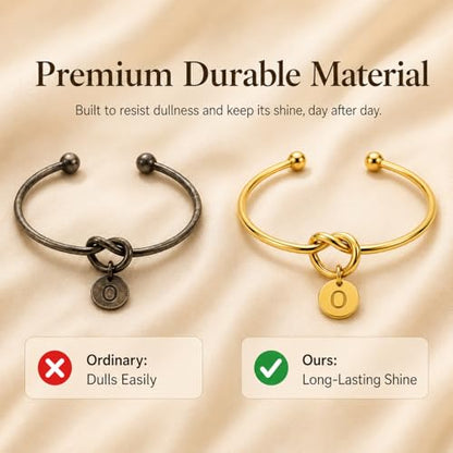 LemonRose Initial Bracelets for Women - Dainty Tie the Knot Letter A-Z 14K Gold Plated for Women Gold Cuff Bracelet for Womens Jewelry Personalized Bridesmaid Proposal Gifts - color: Gold O