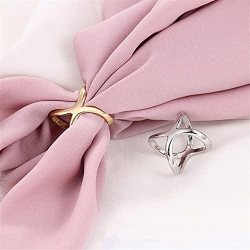 Scarf Clip Rings, 3Pcs X-shaped Scarf Ring Buckles for Shawl, Neckerchief