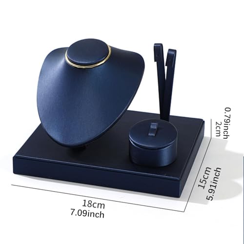 Colaxi Jewelry Display Set Earring Stand Multiple Combination Necklace Bust Holder Showcase for Gift Vanity Bedroom Collection Woman, Dark Blue - color: Dark Blue