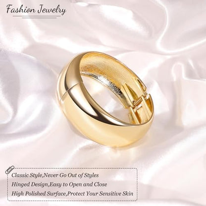 18K Gold Plated Wide Chunky Gold Cuff Bracelets for Women Chunky Bangle Bracelets Waterdrop Oval Irregular Trendy Wrist Wrap Bracelets Open Minimalist Thick Gold Wrist Cuff Bracelets - style: 18K Gold-C