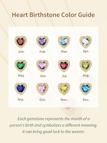 FindChic Birthstone Necklace For Women 12 Months Pendant Necklace | Waterproof Gold/Silver Chain Dainty Gemstone Jewlery for Wife Besties Girlfriend with Gift Box - color: Gold