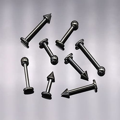 BLISI G23 Solid Titanium Eyebrow Piercing Jewelry, Gold Black Rose Gold Silver Pink Rainbow Eyebrow Rings 16G Curved Barbell,Tiny Vertical Labret Lip Jewelry Rook Piercing Jewelry for Women and Men - color: Black 3