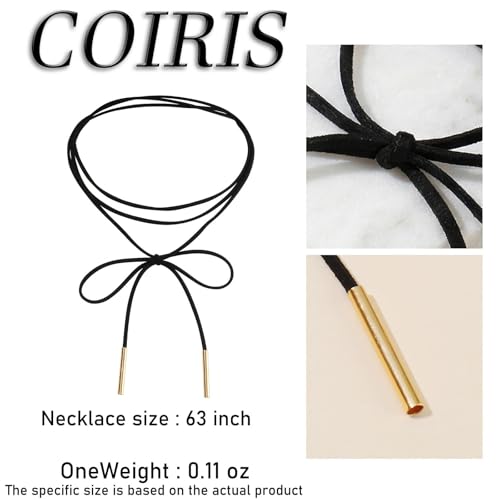 Coiris 6 Pcs Bow Choker Necklace for Women Velvet Gothic Punk Tie Choker Sexy Long Wrap Rope Collar - color: Black
