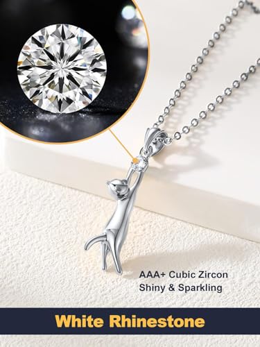 U7 Cat Pendant Necklace for Women Stainless Steel Cute Kitty Cat Jewelry Gift - style: 01-Platinum