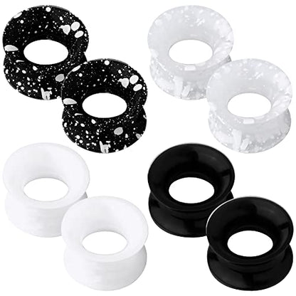 OUFER 8PCS Silicone Ear Gauges Flexible Ear Tunnels Plugs Stretchers Expander Double Flared Flesh Ear Piercing Jewelry for Women Men - color: 00g(10mm)