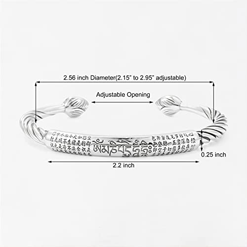 Innocence S925 Silver-Plated Antique Wide Feather Cuff Bracelet For Men Women Adjustable Retro Twisted Feathers Bracelets Gift Jewelry - color: Six True Words