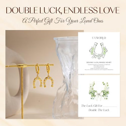 Gold Dangle Earrings for Women,Horseshoe Hoop Huggie Earrings with Heart Cubic Zirconia Hypoallergenic Lightweight Dangling Earrings Lucky Jewelry Gifts Perfect for Christmas,Birthday,Anniversary - style: Heart Horseshoe