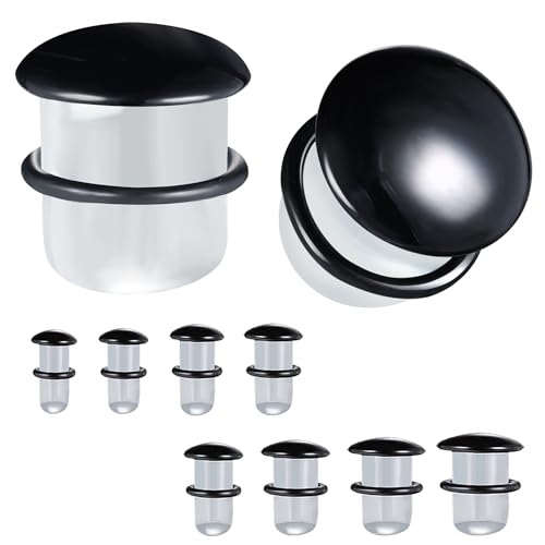 ZS 1 Pair Single Flare Gauges for Ears, Solid Glass Ear Gauge Plugs Earrings 6g - 9/16 Available for Women Men, Clear Ear Stretch Expanders - color: Black, size: 10 mm (00g)