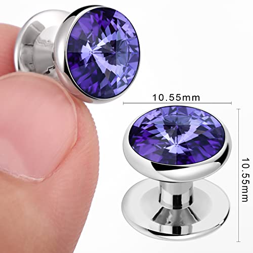 HAWSON Crystal Shirt Studs for Men's Tuxedo Shirt, Tuxedo Buttons for Birthday Wedding Party Christmas. - color: Tanzanite