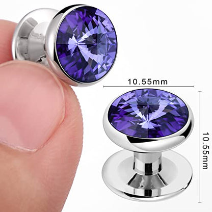HAWSON Crystal Shirt Studs for Men's Tuxedo Shirt, Tuxedo Buttons for Birthday Wedding Party Christmas. - color: Tanzanite