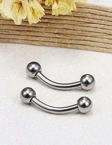 14G 16G Eyebrow Piercing Jewelry G23 Titanium Curved Barbell Eyebrow Ring Vertical Labret Lip Jewelry Rook Daith Earrings Piercing Jewelry for Women Men 6mm 8mm 10mm 12mm 14mm 16mm - color: 14G-10mm