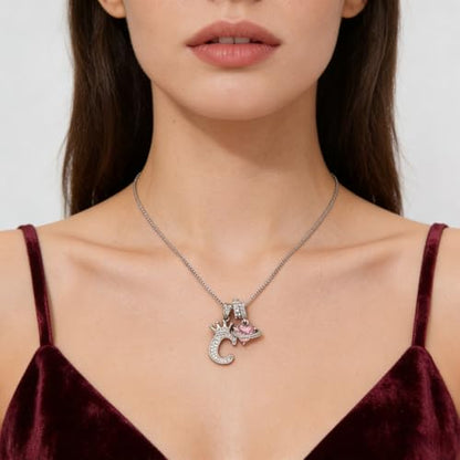 18K Gold & Silver Plated Initial Necklaces for Women - color: C-Silver