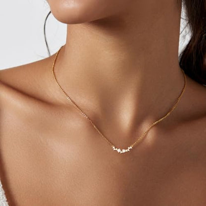 Luxval Diamond Pendant Gold Necklace for Women，Dainty 18k Gold Plated Choker Necklaces Simple Gold Jewelry Gifts for Women - color: Gold-smile cz