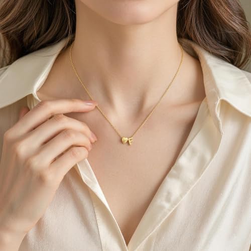 Gold Initial Necklace for Women,Letter A-Z Heart Necklace | 14k Gold Plated Necklaces Personalized Pendant Necklace Tiny Choker Chain Necklaces Birthday Gifts for Women Jewelry - color: Gold-K