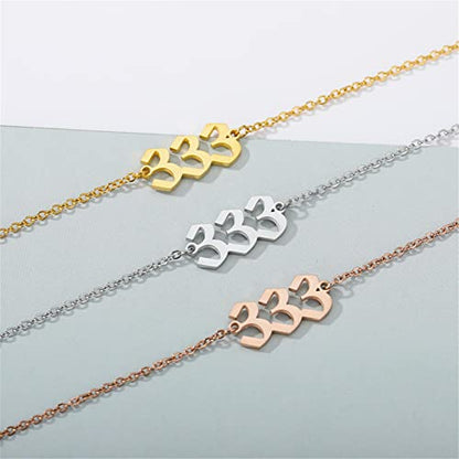 PAMTIER Angel Number Ankle Bracelet for Women Adjustable Chain | Stainless Steel, Dainty Simple Numerology Jewelry Gift - color: 5.5+2.8inch, Silver 111
