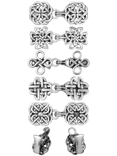Syhood 5 Pieces Shawl Clips Cloak Clasp Cardigan Sweater Clips Vintage Collar Retro Cloak Brooches and Silver Shawl Pins - style: Delicate Style