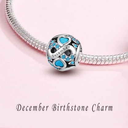 HappyStar 925 Sterling Silver Birthstone Charms fits Charms Bracelets for Woman，with 5A Cubic Zirconia Dangle Pendant Bead,Happy Birthday Charms for Bracelet and Necklace - color: D3 Infinity Symbol December Birthstones