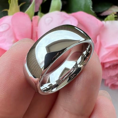 TUTISS 4mm 6mm 8mm 10mm Silver/Gold/White Tungsten Rings for Men Women Couple Fashion Jewelry Anniversary Engagement Wedding Bands Domed Polished I Love You Engraved Comfort Fit - color: 8mm White Tungsten I Love You
