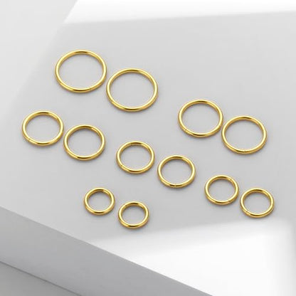 16G 6MM 7MM 8MM 9MM 10MM 12MM Hinged Clicker Septum Rings Pack Surgical Stainless Steel 16 Gauge Nose Ring Daith Rook Tragus Helix Cartilage Conch Hoop Earrings Piercing Jewelry for Women Men - color: Gold Tone