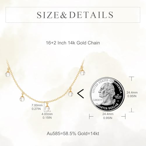 KECHO 14k Gold Pearl Necklace for Women, Freshwater Pearl Pendant Jewelry Wedding Anniversary Birthday Gifts for Her - style: F-Five Pearls Necklace