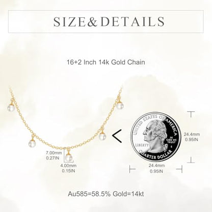KECHO 14k Gold Pearl Necklace for Women, Freshwater Pearl Pendant Jewelry Wedding Anniversary Birthday Gifts for Her - style: F-Five Pearls Necklace