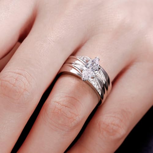 Jeulia Wedding Rings Engagement Rings for Women Anniversary Promise Ring Bridal Sets 925 Sterling Silver with 1.6 ct Primary Stone+ 0.32 ct Side Stone - color: silver