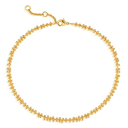 MEVECCO Anklet for Women Gold Chain 14K Gold Plated Dainty Boho Beach Summer Simple Foot Jewelry Ankle Bracelet - style: Ball Cluster