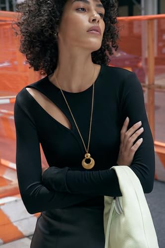 PEARLADA 18k Gold Plated Chain Long Necklace, Boho Sweater Necklace for Women, Geometric Pendant Y Necklace - color: 2 layer
