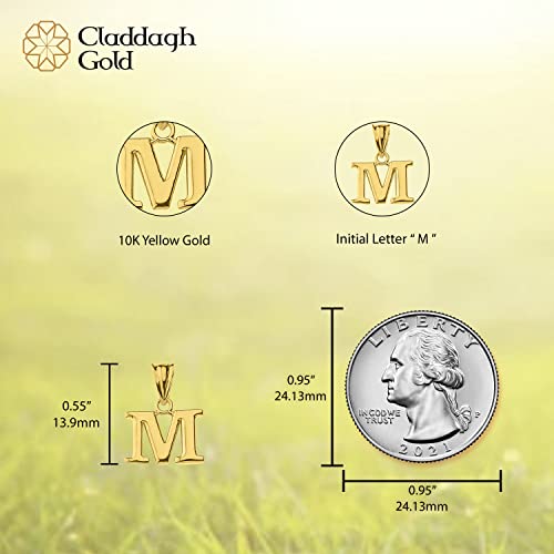 10K Yellow Gold Fine Mini Dangling Initial A-Z Charm 1/2" Pendant - Choice of Initial Letter - style: Letter M Initial Charm